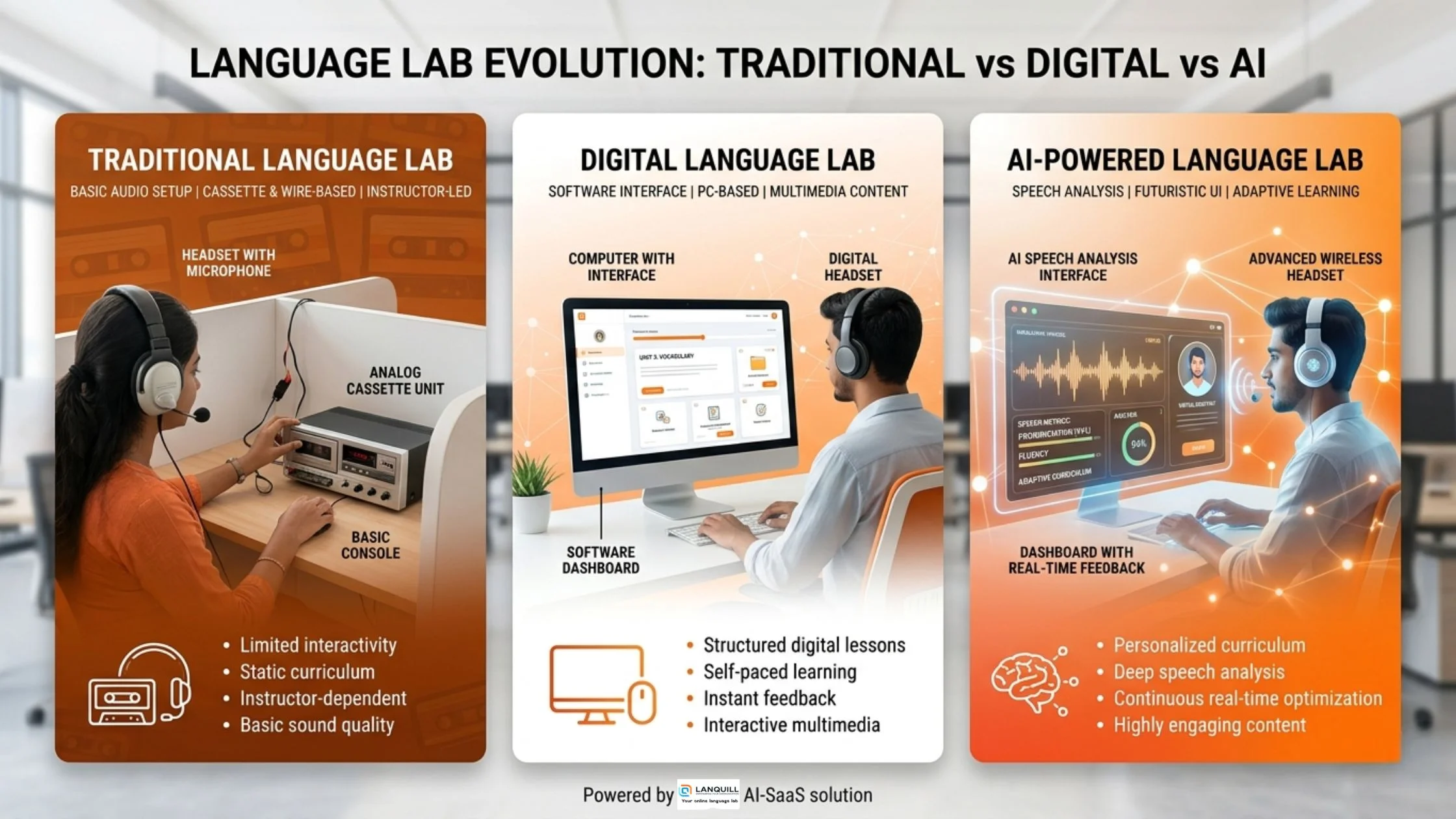 Traditional vs Digital vs AI language lab final comparison